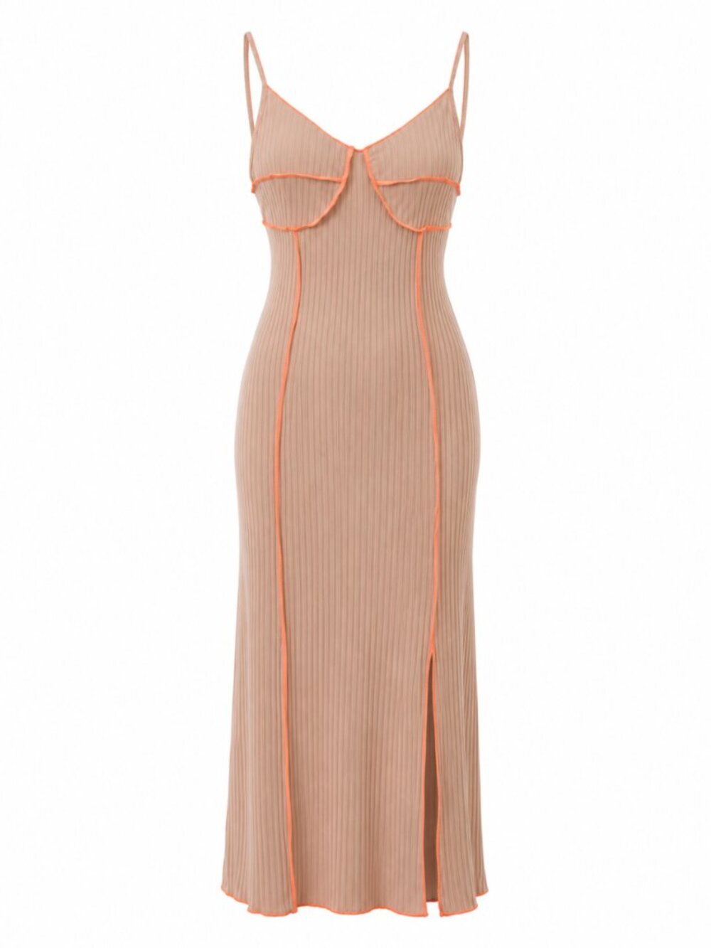 NWT PrettyLittleThing Ribbed Contrast Seam Midi Dress Size US 6